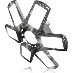 KAL-1 Pièce Éclairage Led Garage 185W, 18500 Lm E27/E26 Lampe Garage Déformable À 6+1 Panneaux Ajustables, 6500 K Plafonnier Led Pour Garage, Entrepôt, Atelier, Gym, Sous Sol - Neuf