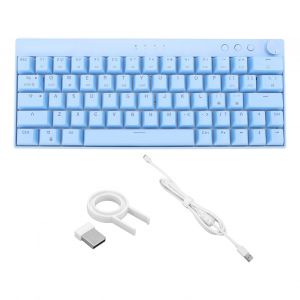Clavier mecanique sans fil 3 modes 64 touches sans fil 2,4 GHz Type C filaire N Key Rollover clavier mecanique bleu avec bouton RVB interrupteur rouge - Neuf