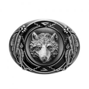 Retro Loup Sauvage Boucle De Ceinture Western Cowboy 3d Chasse Loup Tête Boucle Ovale Ensemble De - Neuf