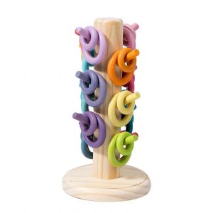 Jeu de lancer d'anneaux pour enfants, ensemble d'anneaux pour tout-petits, jeu de table amusant de correspondance des couleurs, anneaux multicolores pour enfants, couleurs arc-en-ciel-Macarons - Neuf