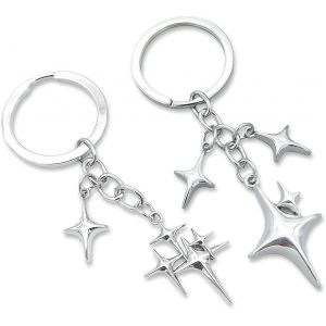 KAL-2 Pi&egrave;ces Y2K Porte-Cl&eacute;s &Eacute;toile En Acier Inoxydable, Porte Clef Femme, Accessoire Voiture Femme, Porte Cle Sac A Main, Y2K Femme - Neuf