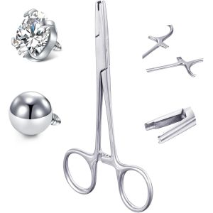 Nbgcm-3mm 4mm 5mm Set Pinces Piercing Pour Boules Outil Piercing Pince Ouvrir Anneau Screw On Off Dermal Anchor Pince Boules Piercing Pincette Boules Piercing - Neuf