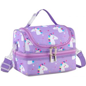 Sac Isotherme Repas pour Filles, Sac &agrave; Lunch Portatif &agrave; Compartiments S&eacute;par&eacute;s Sac &agrave; Main de D&eacute;jeuner avec Bandouli&egrave;re R&eacute;glable pour &Eacute;cole et Pique Nique (Papillon Violet) - Neuf