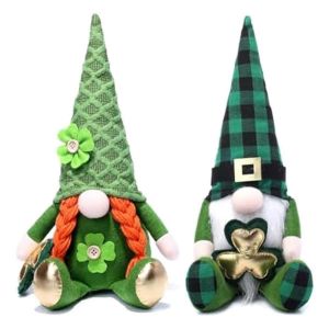 D&eacute;corations de gnomes de la Saint-Patrick,2 pi&egrave;ces de gnomes en peluche - Neuf