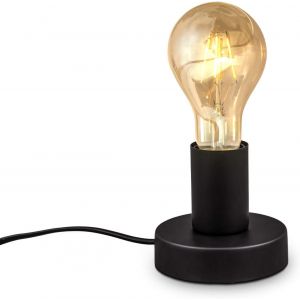 Lampe De Table R&eacute;tro, Lampe De Lecture, M&eacute;tal Noir Mat, Douille E27, C&acirc;ble Avec Interrupteur, Lampe De Chevet Vintage &Oslash;10cm - Neuf