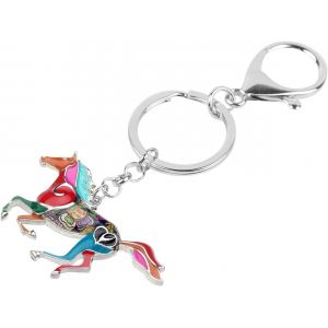 Tianyi-Alliage Cheval Running Porte-Cl&eacute;s Accessoires &Eacute;mail Licorne Bijoux Pour Les Femme Filles Car Wallet Charms (Multicolore) - Neuf
