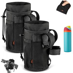 2 Pi&egrave;ces 12-24oz Porte Gourde Velo Sans Vis Bidon Porte Velo Avec Poche En Maille Porte Gourde Vtt Bouteille V&eacute;lo Guidon Poussette Porte Gourde Scooters Fauteuil Roulant Randonn&eacute;e - Neuf