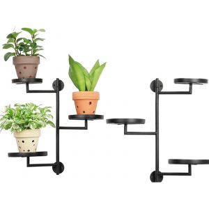 Support Mural Rotatif &Agrave; 3 Niveaux Pour Plantes En M&eacute;tal - 2 Pi&egrave;ces - Neuf