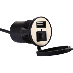 VornixorSarlshop-Chargeur de t&eacute;l&eacute;phone Moto 12-24V avec Interrupteur Charge Rapide Chargeur Voiture 12V Prise Port d'alimentation - Neuf