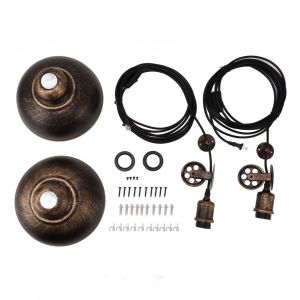 Hjlian Lot De 2 Suspensions Industrielles Vintage A Poulie Avec Cordon De 6 M, Plafonnier En Forme De Dome En Bronze, Prise Americaine 110-240 V - Neuf
