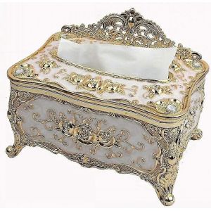Luxueuse boîte à mouchoirs Rose Couvercle de support acrylique Luxueux Design élégant Porte-mouchoirs Porte-papier Porte-serviette pour salle de bain de toilette à domicile (or avec blanc - Neuf