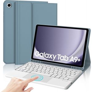 &Eacute;tui Clavier Pour Samsung Galaxy Tab A9 Plus 11 Pouces 2023, Bluetooth Magn&eacute;tique Amovible Coque Avec Pav&eacute; Tactile, Samsung Tab A9 + Azerty Fran&ccedil;ais Clavier Coque, Bleu Gris - Neuf