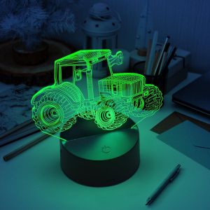 Veilleuse 3d Tracteur, Veilleuse 3d Tracteur, Lampe Illusion 3d En Forme De Tracteur, 16 Couleurs De Commutation Libre, Usb Et Batterie, T&eacute;l&eacute;commande Et Interrupteur Tactile - Neuf