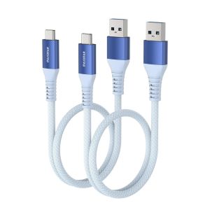 Thef-Câble Usb C Court 50cm/0.5m 2pack 10gbps Câble De Données Usb3.2 Gen2 Type C Android Auto Qc3.0 Chargeur Rapide Usb A À C 3.1a Pour Samsung Note20 Galaxy S23/S22/S21 Z Flip5 Pixel 8 Bleu - Neuf