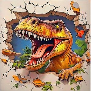 Oayew-Peinture Diamant Dinosaure Sur Le Mur 30 X 30 Cm Peinture Par Num&eacute;ros Dinosaure Diamond Painting Animaux Dragon Diamond Painting Art Broderie Point De Croix Images Cadeau D&eacute;coration Murale - Neuf