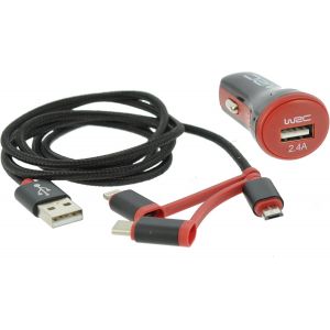 SJZG-Kit Chargeur 3 En 1 Universel : Prise Allume-Cigare Et C&acirc;ble Multi-Embouts - Neuf