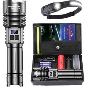 Mevronisshop-Lampe Torche 1000000 Lumens, 50w 2 Interrupteurs Lampe Torche Led Ultra Puissante, Lampe De Poche Rechargeable Puissante Usb, Variation Infinie & Ipx6 Lampe Tactique Pour Camping Et Urge - Neuf