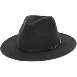 Cauc-Chapeau Fedora Classique &Agrave; Large Bord Pour Homme En Feutre Panama Fedora Chapeau De Jazz Pour Homme Pour F&ecirc;te De Plage En Plein Air - Neuf