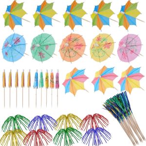 Jgd-160 Pi&egrave;ces D&eacute;coration De Cocktail, Compris 120 B&acirc;tons De Feu D'artifice Et 40 Parapluies De Cocktail En Papier, Mini Parasol Cocktail De 10cm Pour Boissons Fruits Collations De D&eacute;corations - Neuf
