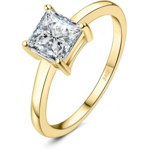 1ct Solitaire Cubic Zirconia Bague Taille Princesse Pierre Argent Massif 925 Femme,Plaqué Or Jaune Or Rose Bague Diamant Simulé Fiançailles Mariage Promise Alliance,Ensemble Bijoux.[Y168] - Neuf