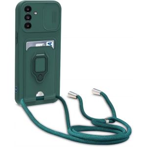 Kal-Coque Avec Cordon Pour Realme C65 4g,Collier Pour Étui Colliers De Cellulaire Réglable Corde Silicone Souple Case,Protection De La Caméra,Support,Porte Cartes - Vert - Neuf
