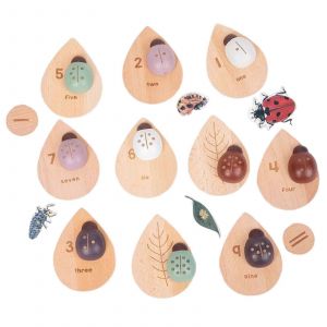 Jouets De Comptage En Bois Avec Tiges Et Chiffres Coccinelles Pour Plateau De Comptage - Neuf