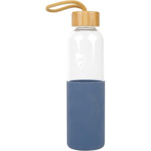 Shiba-- Bouteille En Verre - 550ml - Bouteille D¿Eau En Verre - Gourde Réutilisable - Housse En Silicone Bleu[706] - Neuf