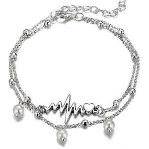 Boho Bracelet De Cheville Coeur En Argent Perle Bracelet Réglable Perle Pied Chaîne Bijoux - Neuf
