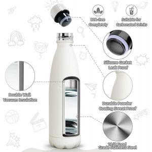 Gourde Isotherme 500ml - Bouteille Isotherme Sans Bpa, Gourde Inox &Eacute;tanche,, Gourde Sport, Processus De Rev&ecirc;tement En Poudre, Gourde Thermos, Gourde Metal Pour Running, Bureau, &Eacute;cole - Neuf