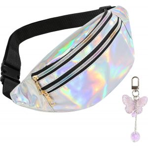 SJZG-Sac Banane Pour Fille, Femme, Gar&ccedil;on Avec D&eacute;coration Papillon, Sac Banane Multicolore, Sac Banane &Eacute;l&eacute;gant, Sac Banane Pour Enfants, Filles, Enfants, Gar&ccedil;ons, Sac Banane, Festival, Hipbag, Argent - Neuf