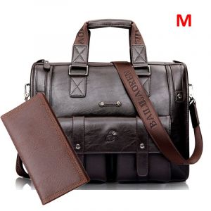 Porte-documents en cuir noir pour hommes,sac à main d'affaires,sacoches Vintage,sac à bandoulière pour hommes,grands sacs de voyage pour ordinateur portable,tendance - Dark brown set M - Neuf