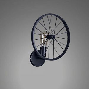 Hjlian Applique Murale En Forme De Roue, Style Industriel Retro, Support De Lampe Murale Pour Bar, Cafe, Restaurant, Balcon, Couloir, Sans Source De Lumiere, Noir - Neuf