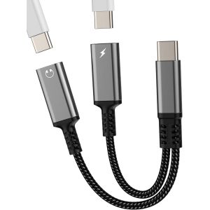 TRAHOO-Adaptateur USB C Double(2in1)Type C Casque Jack AUX Audio Et Type C C&acirc;ble De Charge Pour Apple Adaptateur IPhone &Eacute;couteurs Chargeur Splitter Accessoires Compatible Pour Samsung Headphone SDopp - Neuf