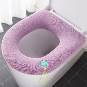 Housse de si&egrave;ge de toilette lavable (1 pi&egrave;ce) - Motif violet, housse de si&egrave;ge de toilette, coussin de si&egrave;ge de toilette pour toutes les saisons - Neuf