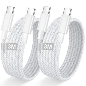 KALANKA-iPhone 15 16 C&acirc;ble USB C vers USB C 3M/Lot de 2, C&acirc;ble Type C Charge Rapide PD 60W Cordon iPhone 16 pour iPhone Air/17/17 Pro/17 Pro Max/16 Pro Max/16 Plus/16/15 Plus/15,iPad Pro - Neuf
