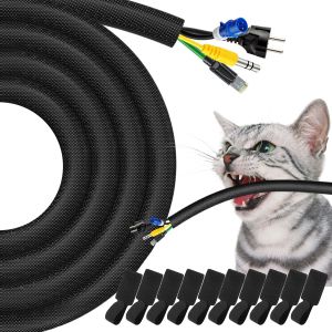 MEVRONISSHOP-3 m&egrave;tres-10mm Cache Cable Noir Protecteur de Cordon pour Chien et Chat Gaine Cache Fil Electrique Auto-Adh&eacute;sif R&eacute;sistante Rangement Cable convient pour la C&acirc;ble Management PC,t&eacute;l&eacute;viseurs - Neuf