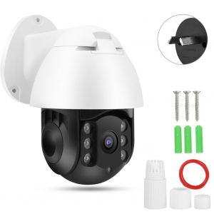 Camera de securite dome exterieure PTZ 1080P etanche sans fil avec 6 lumieres infrarouges (prise britannique) - Neuf
