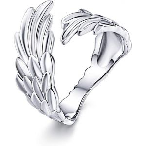 Yemaesre-Bague En Argent Sterling 925 Réglable Avec Ailes D'ange Et Plumes Pour Filles, Femmes Et Hommes, Bijoux Cadeau Pour Anniversaire, Noël, Saint-Valentin - Neuf