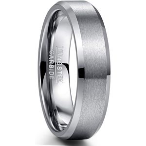 Kahfl-Bague En Tungstène Homme/Femme Sans Motif Matt 6mm,Bague Couple Fiancaille Promiess Alliance Taille 58(18.5) - Neuf