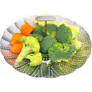 Jexnovashop-Panier Vapeur Inox, Pliable Panier &Agrave; Vapeur Pour L&eacute;gumes(16-25.4cm), Paniers Cuit-Vapeur Inoxydable &Agrave; Manche T&eacute;lescopique, Panier Pour Cuire &Agrave; La Vapeur, Pliable Vegetable Steamer Accesso - Neuf
