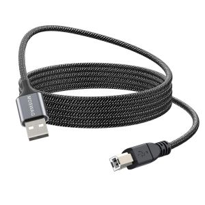 Câble Imprimante, USB 2 Mètres 2.0 A Mâle vers USB B Scanner Cordon Printer, USB Cable A vers B 2.0 Nylon Tressé Compatible avec HP, Dell, Brother, Xerox, Samsung et autres (1.5M) - Neuf