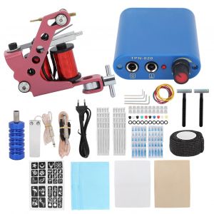 Kit de machine a tatouer professionnelle, alimentation electrique, peau d'entrainement, nappe jetable pour debutants, prise 90-265 VEU - Neuf