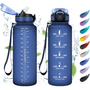 Eryi-Bouteille 1.5l, Gourde Sport, Gourde Avec Paille, Gourde Grande, Gourde Marqueur De Temps, Gourde Motivation, Bouteille D'eau Étanche, Gourde Reutilisable Pour Running, Fitness, Yoga, Bureau, Gy - Neuf