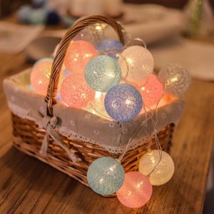 Guirlande Lumineuse Led En Coton-1,5 M-10 Led-Fonctionne Avec Piles-Pour Noël,Mariage,Chambre D'enfant,Fête - Neuf