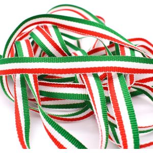 KAL-Ruban Décoratif Italien Tricolore En Nylon - 45 M X 10 Mm - Rouge Vif, Blanc Et Vert - Neuf