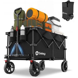 Xxl Plus Chariot De Jardin Pliable Avec Freins 200l 150kg, Chariot De Transport Tout-Terrain Avec Roues Extra Larges 17x10 Cm, Pliable Breveté Dans Quatre Directions Se4011, Anthracite - Neuf
