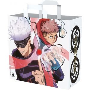KAL-Jujutsu Kaisen Sac Cabas 40 X 45 X 20 Cm - Matière Recyclée - Motif Gojo Et Yuji - Blanc - Neuf