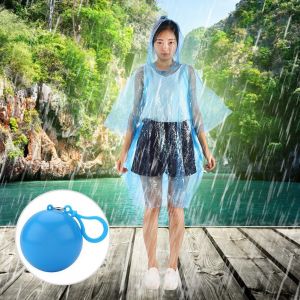 Impermeable Spherique En Plastique Avec Porte-Cles, Impermeable Portable Jetable (Bleu) - Neuf
