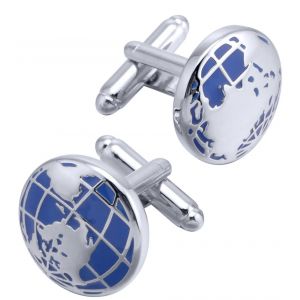Boutons De Manchette Classiques Ronds En Forme De Globe Terrestre Bleu, Parfaits Pour Les Mariages Et Les Tenues Professionnelles. Accessoire &iquest;&iquest;L&iquest;&iquest;Gant, Cadeau Id&iquest;&iquest;Al Pour Homme. - Neuf
