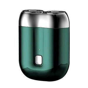 Rasoir &Eacute;lectrique Double T&ecirc;te Pour Hommes - Mini Rasoir Usb, Portable, Lavable, Vert - Neuf